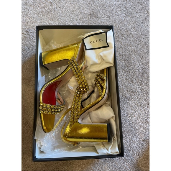 Gucci embellished gold heels - Picture 5 of 7